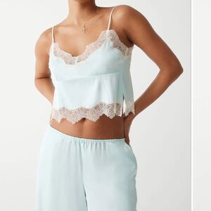 Frankie’s Bikinis Lace Trim Sleepwear Top in Pistachio